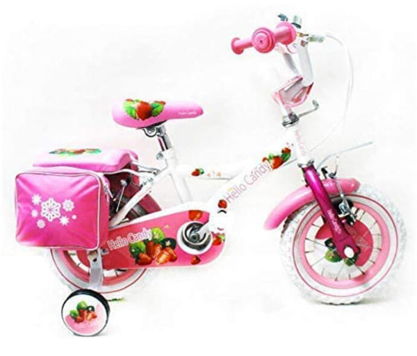 sconto Vélo Fille 14" 2 Freins avec Panier et Sacoches Latérales Blanc