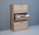 Scarpiera Salvaspazio 3 Ante Doppia Profondità 18 Paia 65x25x99,6 cm in Truciolare Nobilitato Rovere Sonoma