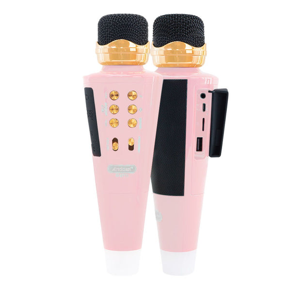 acquista Haut-parleur de musique Bluetooth sans fil avec microphone karaoké avec USB pour les fêtes roses