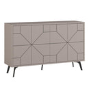 Madia Credenza Design Geometrico Moderno 123x77 cm con 4 Ante in Legno Tortora      