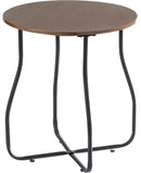 Tavolino Tondo Ø50x55 cm in MDF Motti Samantha Noce Scuro e Nero