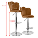 Set 2 Sgabelli 38x38x60/80 cm in Velluto Base Cromata Cammello