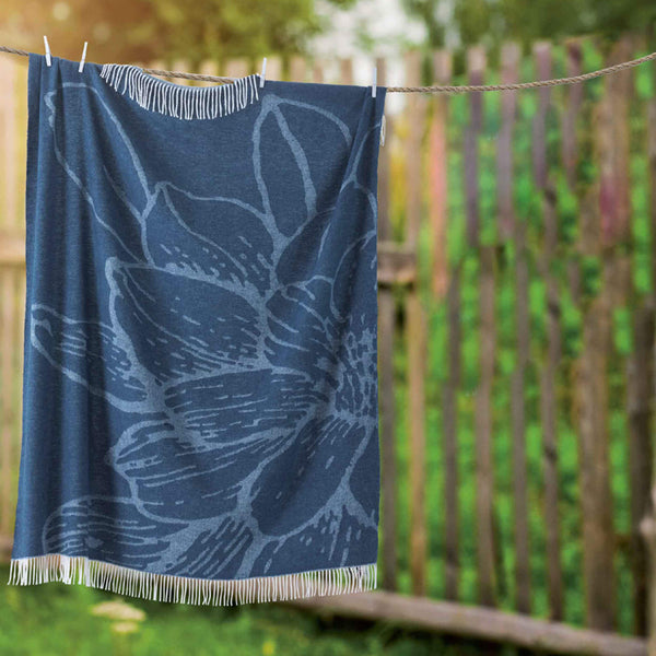 Plaid en coton mélangé double face 130x170cm 230gr Cober Blue Flower sconto