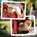 Passeggino per Cani Piccoli Pieghevole 77x44x102 cm con Portabicchieri e Cestino Portaoggetti in Tessuto Oxford Rosso      