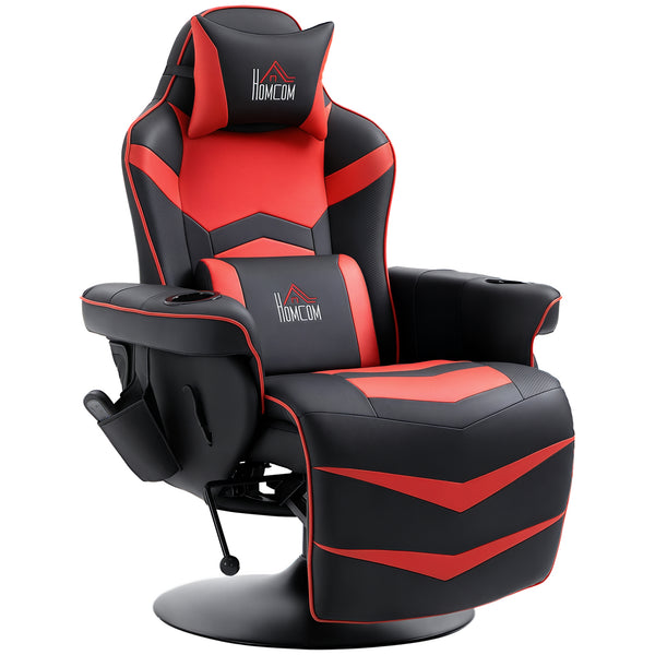 sconto Sedia da Gaming Massaggiante con Poggiapiedi e Cuscino 79,5x82,5x111,5 cm in Pelle PU Nero