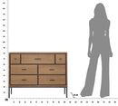 Comò Malé105x38x82 cm Legno di Abete e Impiallacciatura di frassino e MDF e in Ferro Marrone e Grigio