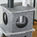 Albero Tiragraffi per Gatti 60x40x225-255 cm con Corde in Sisal Grigio