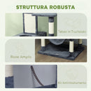 Albero per Gatti 60x50x206A cm con 4 Pali Graffiatoi Cesti Amache per 1-3 Gatti 6 kg in Peluche e Sisal Grigio Scuro      