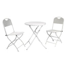 Set Salotto da Giardino Tavolino Tondo e 2 Sedie Pieghevoli in Ferro Rimini Bianco