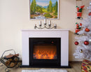 Camino Elettrico da Pavimento 85,5x115x27 cm Effetto Fiamma 1500W Brooklyn & Lorance Bianco/nero