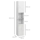 Mobile Bagno Alto Slim 30x30x181,5 cm con Ripiani Aperti e 2 Armadietti in Truciolato Bianco      