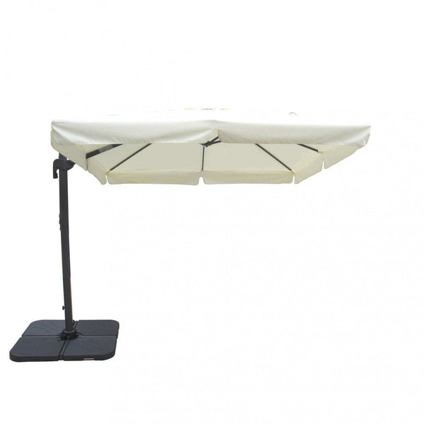 prezzo Parasol de jardin déporté Saturno 3x3m en aluminium bleu clair et toile écru