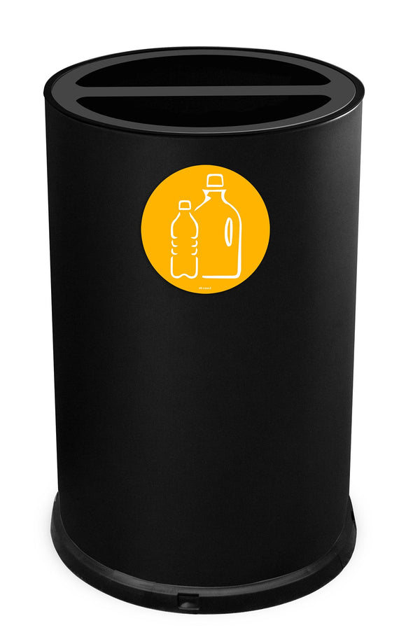 Pattumiera Per Raccolta Differenziata Ø45xh72 cm In Acciaio Verniciato 2 Scomparti Nero sconto