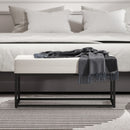 Panca da Ingresso Stile Moderno 94x42x44 cm Cuscino Alto in Tessuto Effetto Velluto Crema  