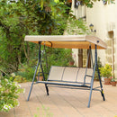 Dondolo da Giardino a 3 Posti 175x118x159 cm con Tettuccio Seduta Traspirante e Telaio in Acciaio Beige      