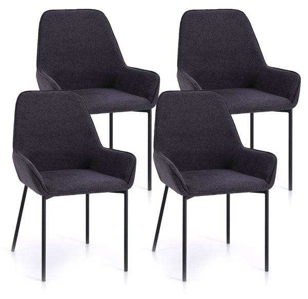 acquista Lot de 4 Chaises 54x53x89 cm en Simili Cuir Gris Foncé