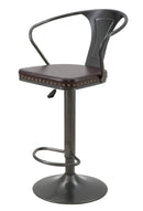 Sgabello Imbottito Detroit 51x48x86-108 cm in Ferro e Spugna e PU Marrone e Grigio