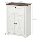 Credenza Bassa da Cucina in Stile Rustico 60x30x87,4 con Cassetto e Armadietto con Ripiano Regolabile in Legno Bianco      