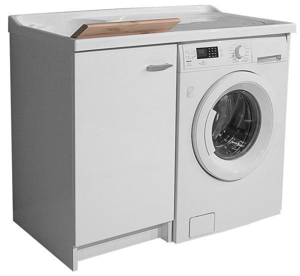 sconto Couvercle pour évier et machine à laver 109x60x89cm Planche en bois Montegrappa Marella Blanc Gauche