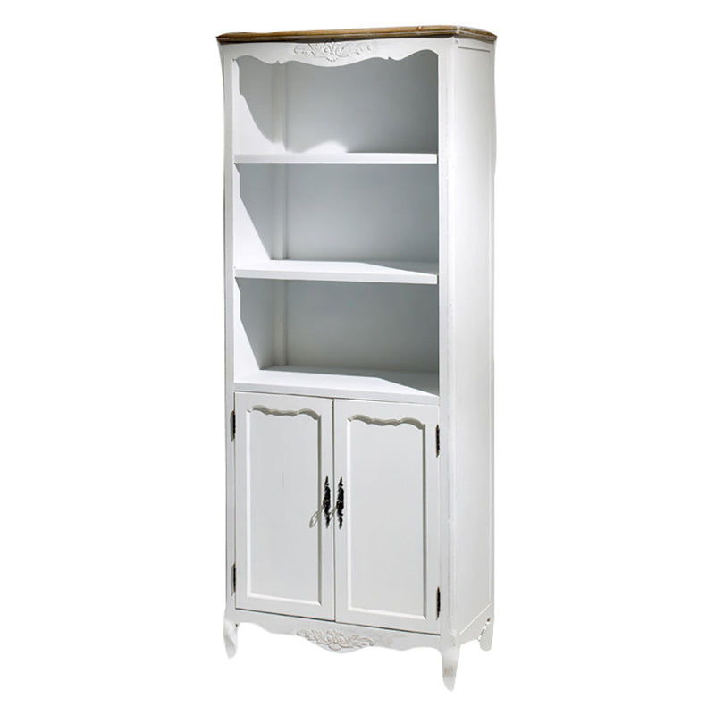 Libreria in Legno 3 Vani 2 Ante 75x38x185cm Country Bianca