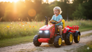 Trattore Elettrico per Bambini 12V con Rimorchio Kidfun Dusselforf Rosso