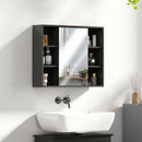 Armadietto con Specchio 60x14,5x49,4 cm con 3 Ripiani Laterali e Ripiano Regolabile Interno in MDF e Truciolato      