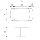Tavolo Allungabile 120/180x90x76 cm in Similpelle con Top in Vetro Bianco