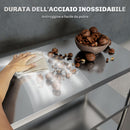 Scaffale da Cucina a 4 Livelli Regolabili 91x40x108 cm in Acciaio Inox Argento   