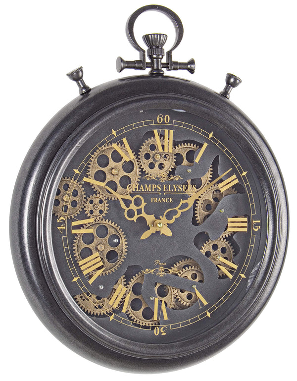 sconto Horloge Murale 40x6,7x50 cm en Acier et Verre Engrenage
