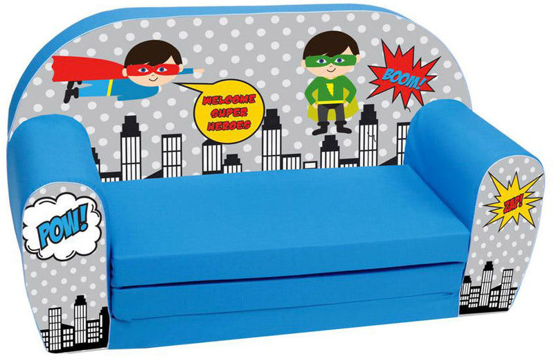 Divano Sofa per Bambini 76x36x40cm Tessuto Sfoderabile con Supereroi Miller Blu
