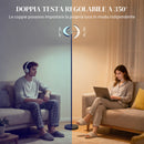 Lampada da Terra Dimmerabile 2700K-6000K con Telecomando e Doppia Testa Girevole a 350° Nero      