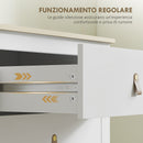 Cassettiera per Camera da Letto a 4 Cassetti 60x40x98 cm con Maniglie in Finta Pelle in Legno Bianco  