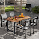 Tavolo da Giardino 160x90x75 cm Piano a Doghe in Legno di Acacia Gambe in Acciaio Colore Teak  
