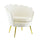 Fauteuil Rembourré avec Dossier Coquille en Velours Beige Pieds Doré