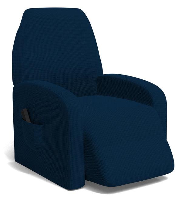 Housse de fauteuil inclinable extensible taille unique avec poche latérale bleu foncé acquista