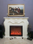 Camino Elettrico da Pavimento 116x150x33 cm Effetto Fiamma 1500W Perla Bianco