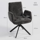 Poltrona Girevole da Camera da Letto 60x61x88 cm con Gambe Angolate in Acciaio in Tessuto Effetto Lino Nero      