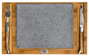 Pietra Lavica 19x26 cm con Posate e Supporto in Legno di Bamboo Supreme