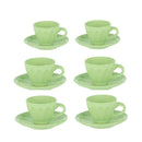 Set 6 Tazzine da Caffè con Piattino Ø7,5xh4 cm in Gres Porcellanato Amleto Verde Chiaro