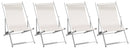 Set 4 Sdraio Mare da Giardino 60x100x79 cm in Alluminio e Textilene Ecrù
