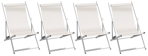 acquista Lot de 4 Transats de Jardin 60x100x79 cm en Aluminium et Textilène Ecru
