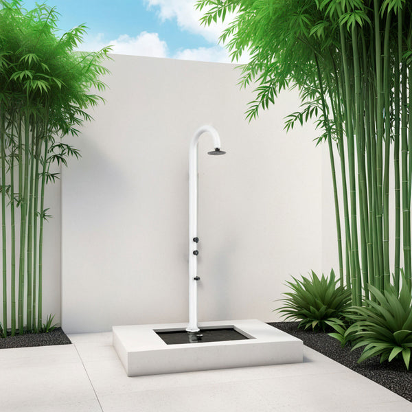 sconto Doccia da Giardino in Alluminio con Soffione e Lavapiedi Sined Luna Alu Bianco