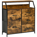 Mobile Cassettiera 5 Cassetti in Tessuto Pieghevoli 83,5x29x87 cm Stile Industriale Marrone