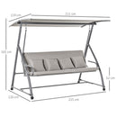Dondolo 3 Posti da Giardino 218x120x168 cm in Acciaio Marrone
