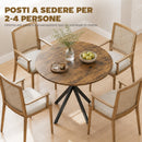 Tavolo da Pranzo Rotondo Stile Industriale Ø80x75 cm con Piano in Truciolare e Gambe a Croce in Acciaio Marrone Rustico      