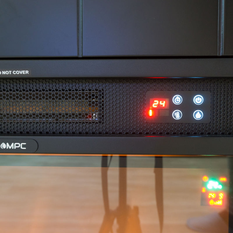 Camino Elettrico da Pavimento 110x95x25 cm Effetto Fiamma 1500W Sined Pienza Bianco