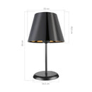 Lampada da tavolo Verda  in metallo e paralume tessuto nero