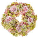 Corona Artificiale con Fiori di Rose e Ortensie 