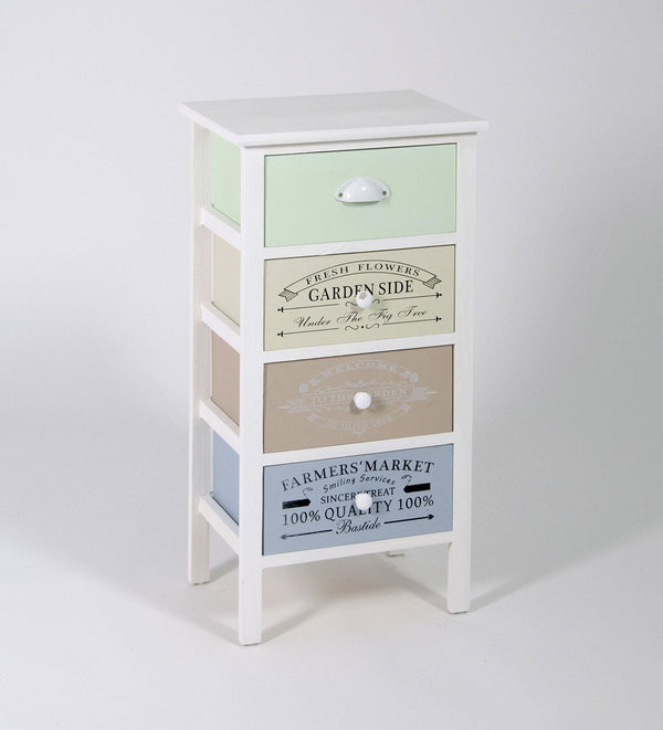 prezzo Commode 4 Tiroirs en Bois Massif 38x28x72 cm Fumer Allegra Bianca