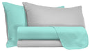 Set Lenzuola Sopra Sotto e Federe Doubleface Verde Acqua\/Grigio Chiaro